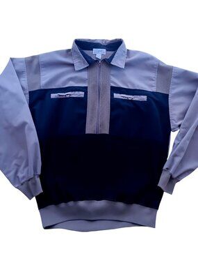 Vintage Medium Men's Shirt New Wave Nerd 80's Colorblock Pullover 1/2 Zip